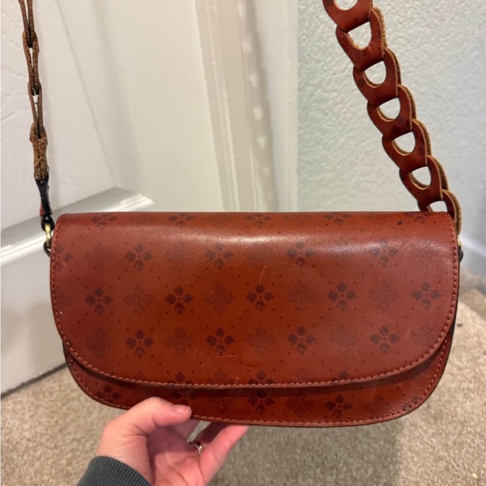 Patricia Nash Floral Embossed Tan Crossbody Bag